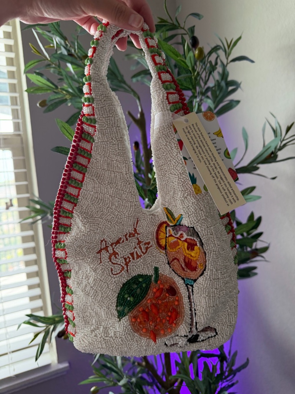 Viral Aperol Spritz Beaded Shoulder Bag